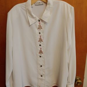 Blouse with Christmas Tree stitching